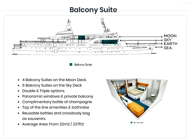 M/V Galapagos Legend Balcony Suite Cabin