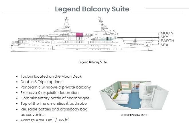 M/V Galapagos Legend Legend Balcony Suite Plus Cabin