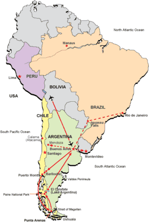 EcoAdventures' Patagonia Adventure Itinerary II Map