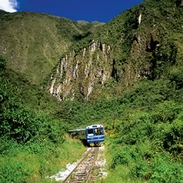 VistaDome train climbing out of Cuzco, on the way to Machu Picchu