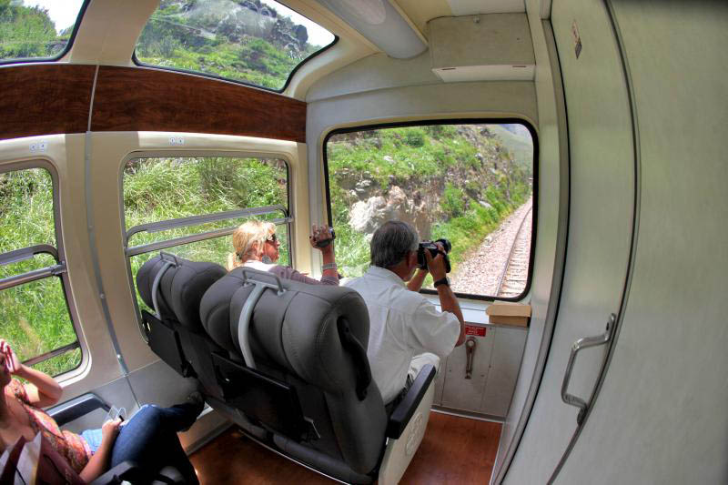 PeruRail's VistaDome Train provides spectacular views while on the journey to Machu Picchu.