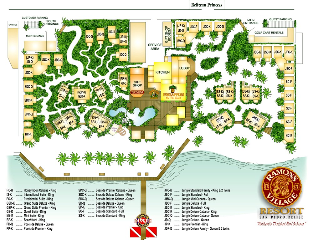 Property Map, Ramon’s Village Resort, San Pedro Town, Ambergris Caye, Belize