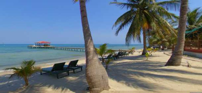 Inn at Robert's Grove pier and white sand beach, Placencia, Belize