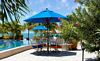 Swimming Pool & Patio Umbrella Tables, Chabil Mar Resort Hotel, Placencia Peninsula, Belize