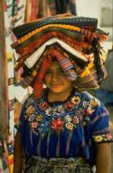 Woman at the colorful Chichicastenango open-air market