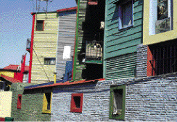 Colorful buildings in Buenos Aires "La Boca" District