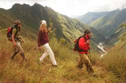 Hiking above the Urubamba River, on EcoAdventures' Mountain Lodges Peru trek.