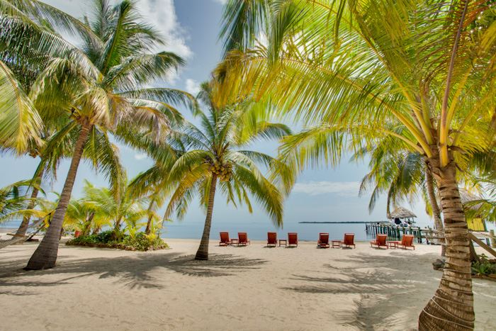 Private Beach at Singing Sands Inn, Maya Beach, Placencia, Belize