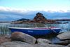 Rowboat for Exploring Lake Titikaka shore, Titilaka Lodge Hotel, Lake Titicaca, Peru